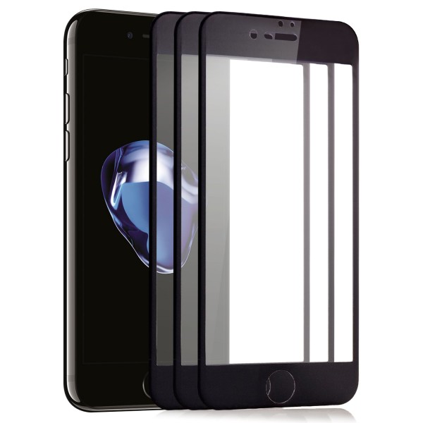 3x Full Cover Displayschutzglas für Apple iPhone 6 / 6S (4,7") - Schwarz