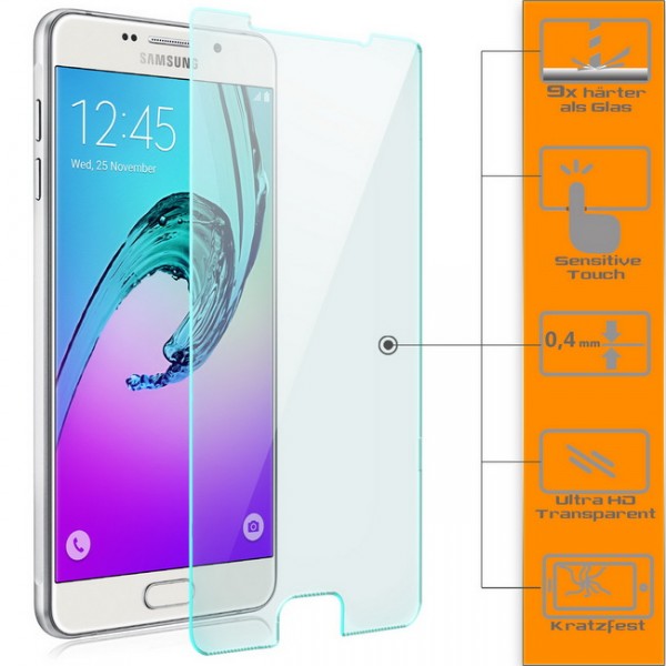 3x Displayschutzglas für Samsung Galaxy A3 (2016)
