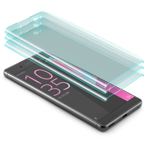 3x Curved Displayschutzglas für Sony Xperia XA Ultra - Transparent