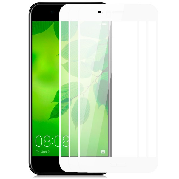3x Full Cover Displayschutzglas für Huawei Nova 2 Plus - Weiß